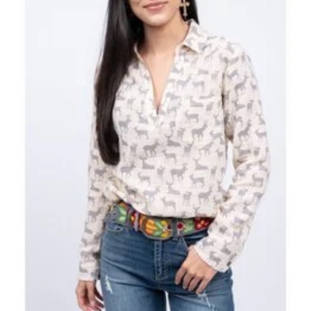 Ivy Jane Deer Me Popover cotton gauze top size large